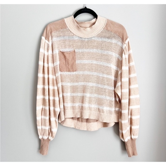 Free People Between The Lines Lightweight Pullover Boho Top Shirt Stripe - Picture 2 of 7